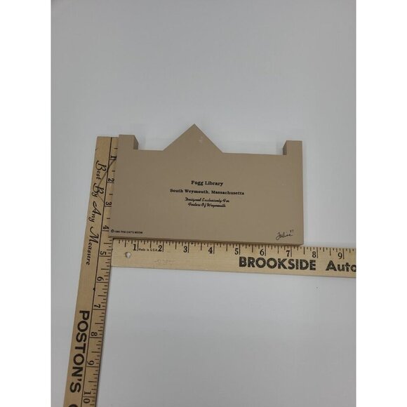 Vintage 1995 The Cat's Meow Fogg Library Wooden Block House Signed Joline - Picture 7 of 7